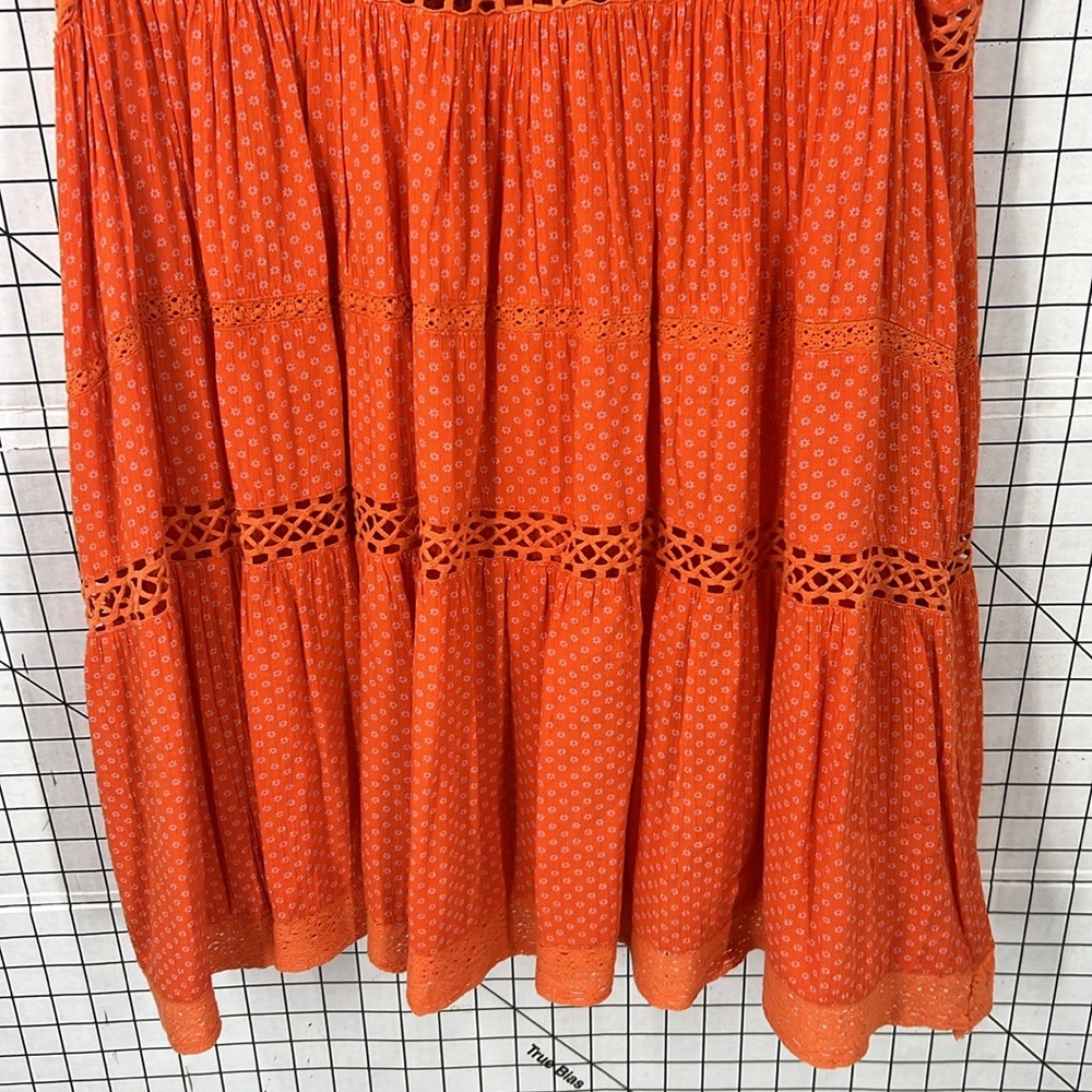 Free People Retro Kitty Crochet Trim Dress Tangerine Orange Small S - Picture 4 of 16